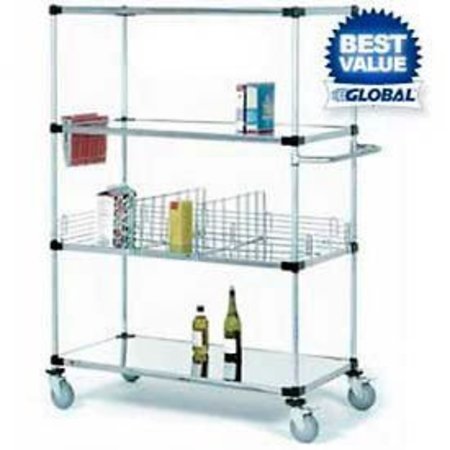 GLOBAL EQUIPMENT Nexel    Stainless Steel Shelf Truck 36x18x69 1200 Lb. Capacity with Brakes 585110B